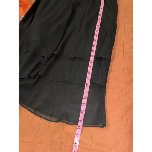 Alex Evenings Petite Black Tiered Chiffon Midi Skirt women's Size LP - Picture 7 of 9